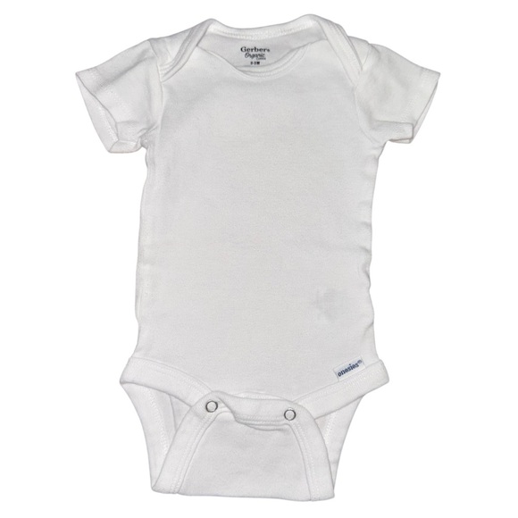 Set of 6 Gerber Organic Cotton White Short Sleeve Onesies | 0–3 Months - Picture 4 of 6